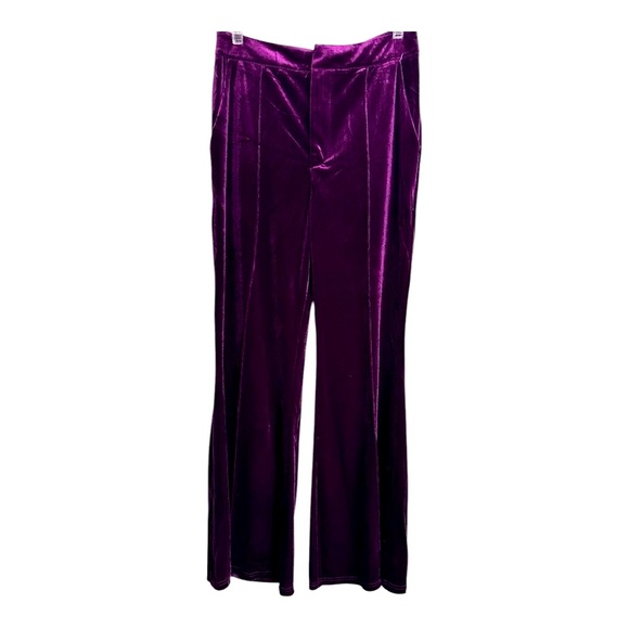 StyleWe Velvet Urban Wideleg High Waisted Trousers size M Purple Retro Chic - Picture 2 of 14